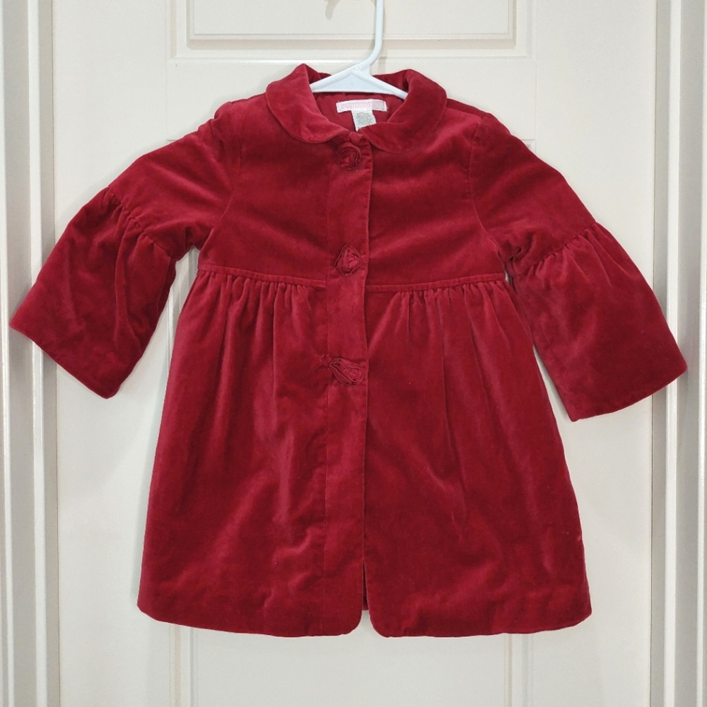 Janie and Jack Red Velvet Coat 12 to 24 months